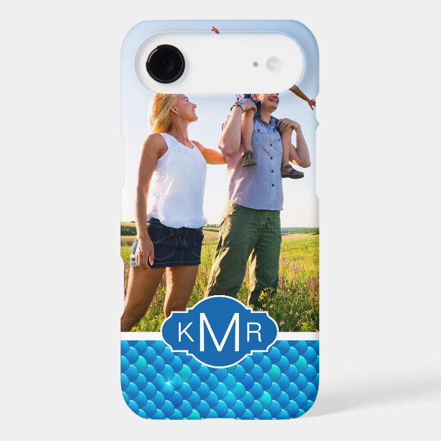 Monogram | Neon Blue Fish Scales Case-Mate iPhone Case (Back)