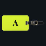 Monogram Neon Yellow Name Initial Cool Gift Favour Luggage Tag<br><div class="desc">Monogrammed initial and also personal details like name,  address,  phone number and email all of which you can edit. Designed with attractive solid neon yellow colour background,  you can change the colour if you wish. Cool travel gift idea for him or her.</div>