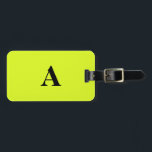 Monogram Neon Yellow Name Initial Cool Gift Favour Luggage Tag<br><div class="desc">Monogrammed initial and also personal details like name,  address,  phone number and email all of which you can edit. Designed with attractive solid neon yellow colour background,  you can change the colour if you wish. Cool travel gift idea for him or her.</div>