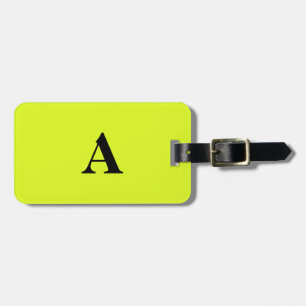 Monogram Neon Yellow Name Initial Cool Gift Favour Luggage Tag