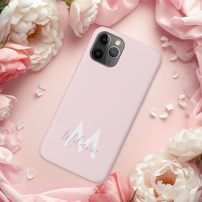 Monogram Neutral Minimalist modern blush pink  Case-Mate iPhone Case (Creator Uploaded)