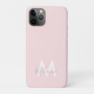 Monogram Neutral Minimalist modern blush pink iPhone 11 Pro Case