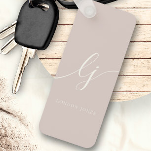Monogram Neutral Modern Minimalist Dusty Pink Keychain