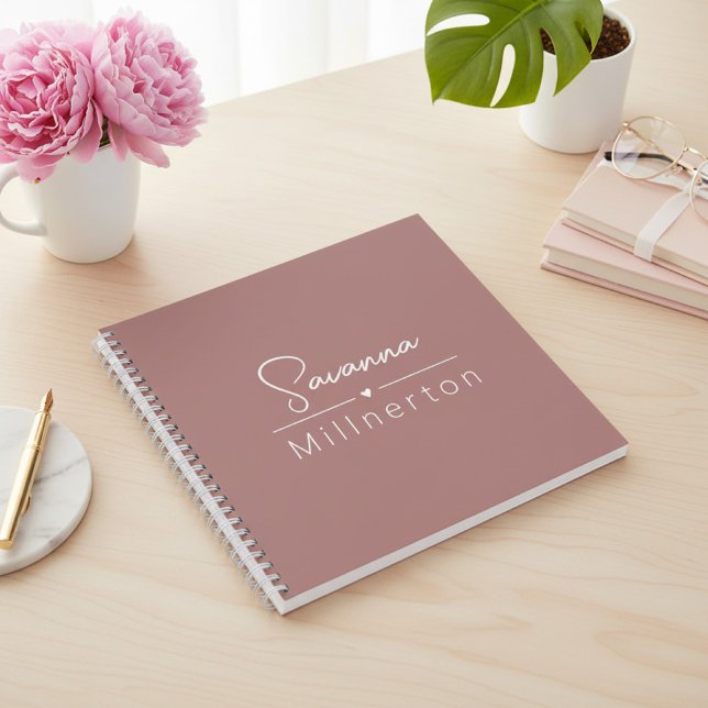Monogram Neutral Modern Minimalist Elegant Notebook (personalized spiral notebook for girls and women)