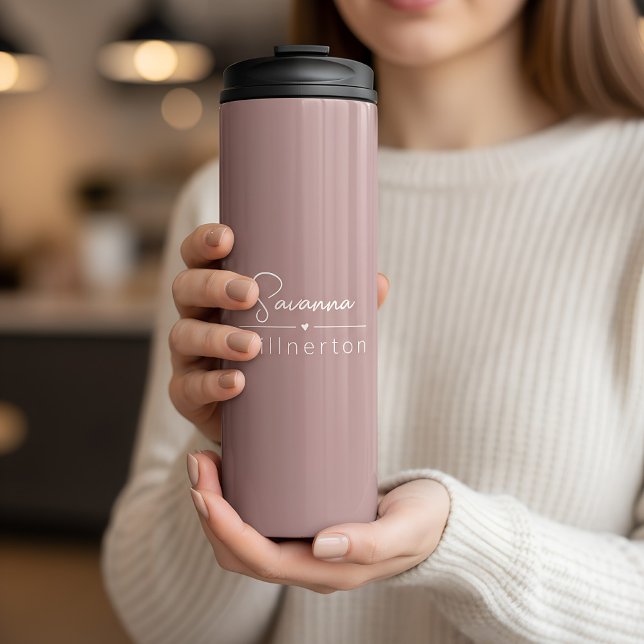 Monogram Neutral Modern Minimalist Elegant Thermal Tumbler (thermal tumbler with name for women)
