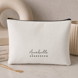 Monogram Neutral   Modern Minimalist Stylish Accessory Pouch