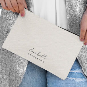 Monogram Neutral Modern Minimalist Stylish Accessory Pouch