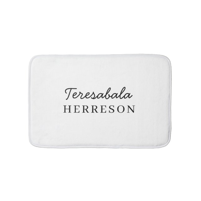 Monogram Neutral Modern Minimalist Stylish Bath Mat (Front)