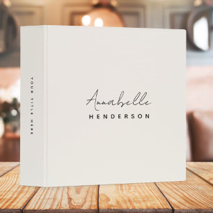 Monogram Neutral Modern Minimalist Stylish Binder