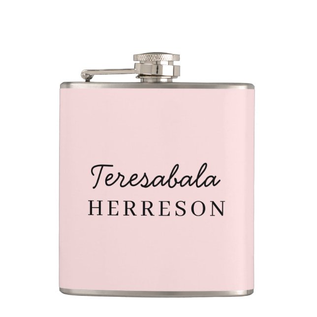Monogram Neutral Modern Minimalist Stylish Design Hip Flask (Front)
