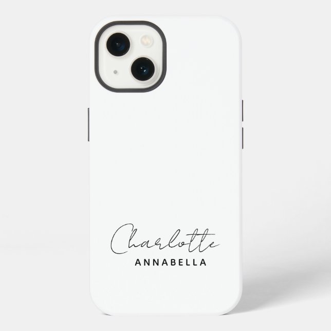 Monogram Neutral | Modern Minimalist Stylish iPhone Case (Back)