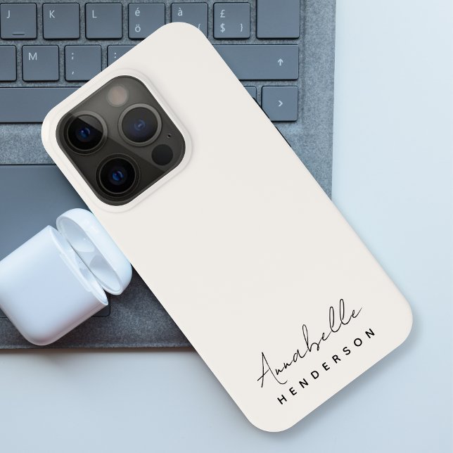 Monogram Neutral | Modern Minimalist Stylish iPhone Case (Creator Uploaded)