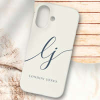 Monogram Neutral Modern Minimalist Stylish Ivory