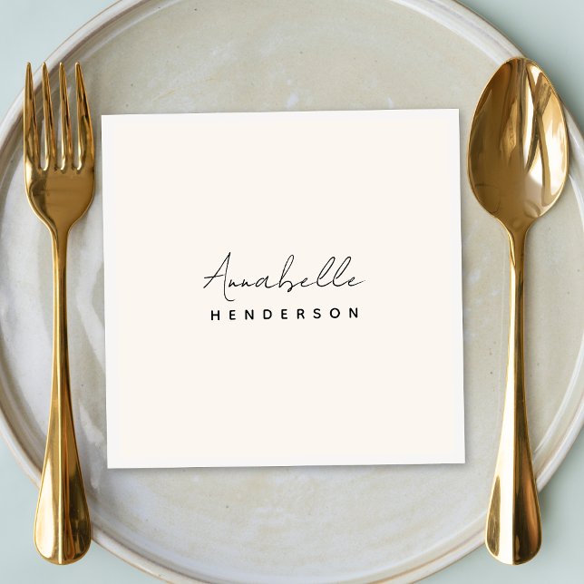 Monogram Neutral | Modern Minimalist Stylish Napkin (Creator Uploaded)