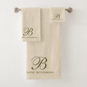 Monogram Neutral Modern Minimalist Towel