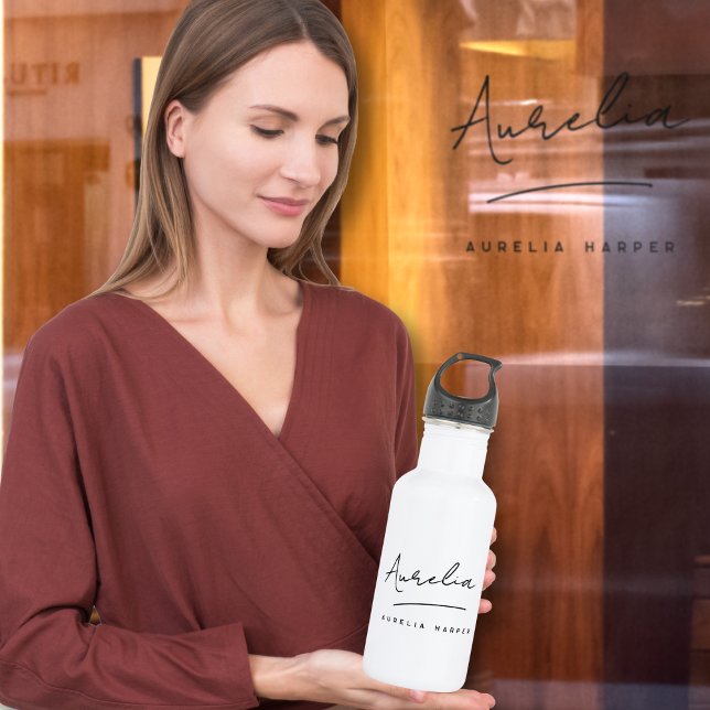 Monogram Neutral Modern Signature Minimalist 532 Ml Water Bottle (Creator Uploaded)