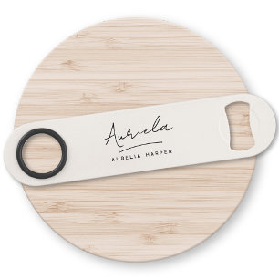 Monogram Neutral Modern Stylish Minimalist Ivory Bar Key