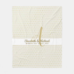 Monogram Newlyweds Wedding Gold Elegant Gift Fleec Fleece Blanket