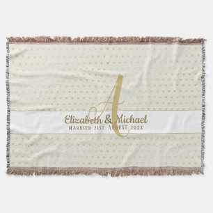 Monogram Newlyweds Wedding Gold Elegant Gift Throw Blanket