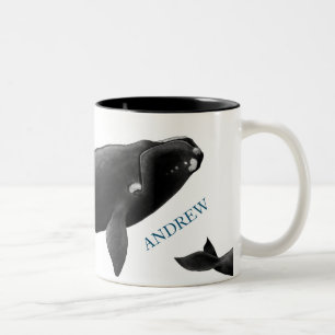 Monogram North Atlantic right whale  Two-Tone Coffee Mug