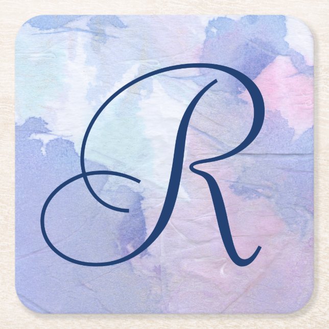 Monogram | Northern Lights II Square Paper Coaster (Front)