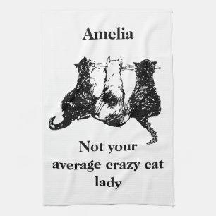 Monogram Not your average crazy cat Kitchen Towel