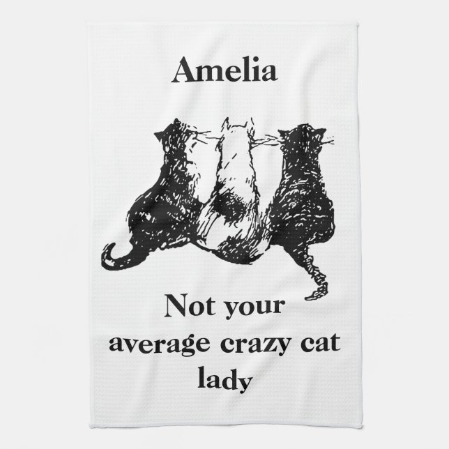 Monogram Not your average crazy cat Kitchen Towel (Vertical)
