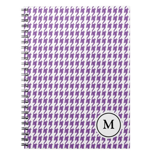 Monogram Notebook  |  Purple and White Houndstooth (Front)