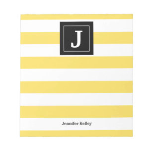 Monogram Notepad Yellow Stripes, Black