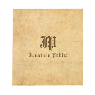 Monogram Notepads Script Text Name Custom