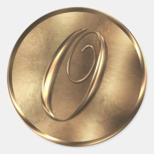 Monogram O Bronze Wedding Invitation Holiday Classic Round Sticker