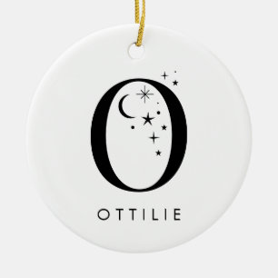 Monogram O Celestial Name  Ceramic Ornament