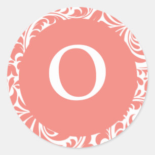 Monogram O Light Coral Customizable Wedding Monogr Classic Round Sticker