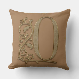 Monogram O Rich Brown, Family, Wedding Birthday Throw Pillow