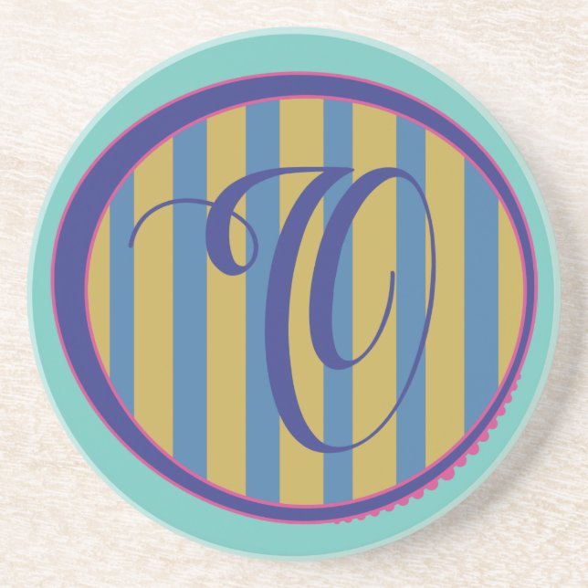Monogram O Sandstone Coaster (Front)