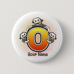 Monogram O Sock Monkey   2 Inch Round Button