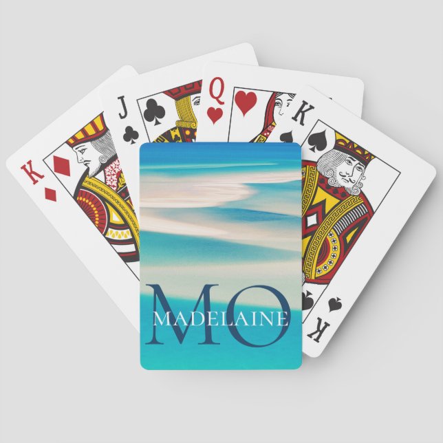  Monogram Ocean Beach Blue Personal  Playing Cards (Back)