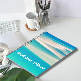 Monogram Ocean Blue Sea Beach Modern Notebook