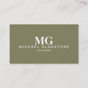 Monogram Olive Green Background Business Card