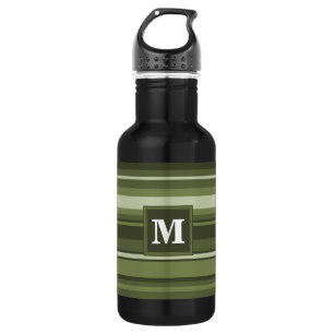 Monogram olive green stripes 532 ml water bottle