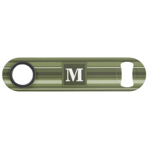 Monogram olive green stripes bar key