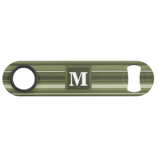Monogram olive green stripes bar key (Front (Horizontal))