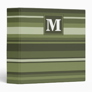 Monogram olive green stripes binder