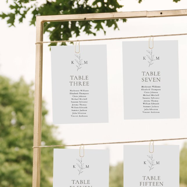  Monogram Olive Leaf Table Seating Chart Card (Creator Uploaded)
