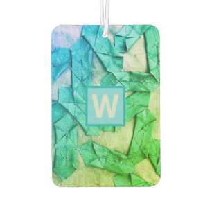 Monogram ombre abstract pattern blue cyan green air freshener