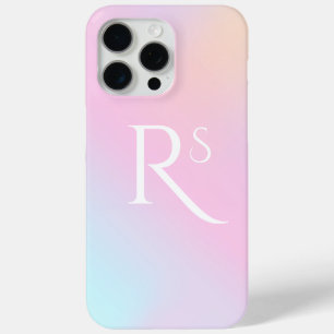 Monogram Ombre Holographic Pink Girly Personalized iPhone 15 Pro Max Case