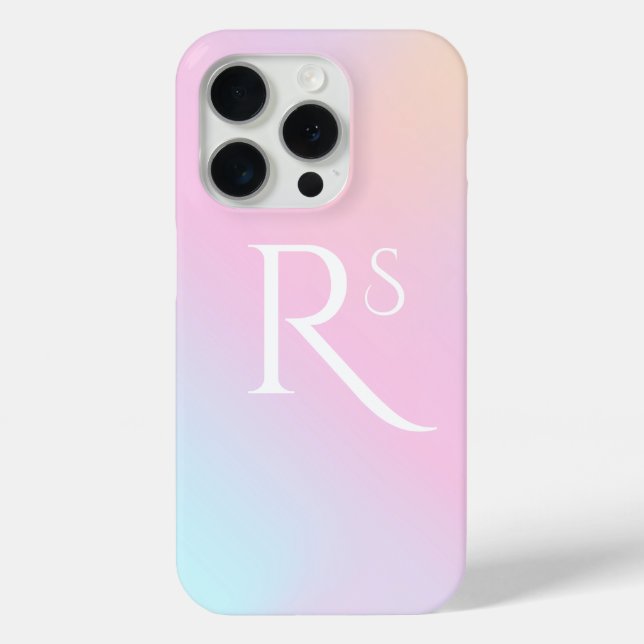 Monogram Ombre Holographic Pink Girly Personalized Case-Mate iPhone Case (Back)