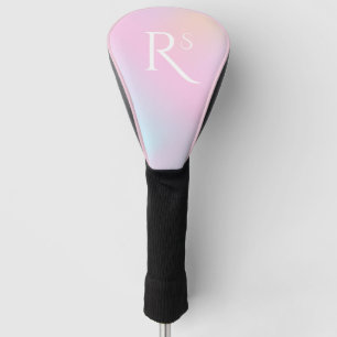 Monogram Ombre Holographic Pink Girly Personalized Golf Head Cover