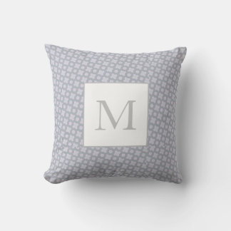Monogram On A Geometric Pattern Pink and  Gray Throw Pillow
