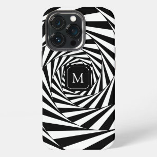 Monogram on Abstract Black & White Spirals Art iPhone 13 Pro Case